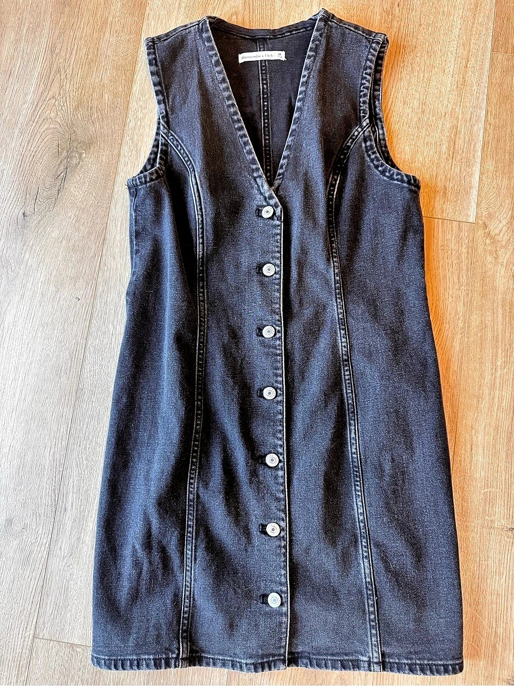 Abercrombie & Fitch Denim Vest Mini Dress Black Medium